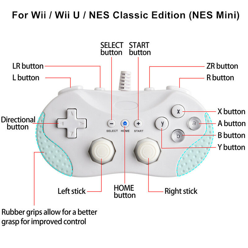 Mando con cable para consola Super NES SNES Classic Mini Edition