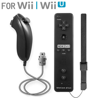 2 in 1 Built in Motion Plus Remote Controller+ Nunchuck For Nintendo Wii & Wii U