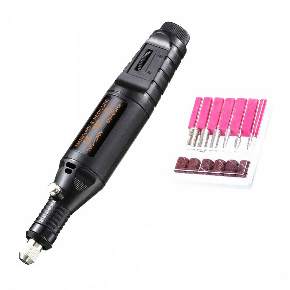 Electric Nail Drill Manicure Pen Sander Polisher With 6 Pieces Changeable Drills And Sand Bands for Acrylic Nails Manicure Pedicure Polishing