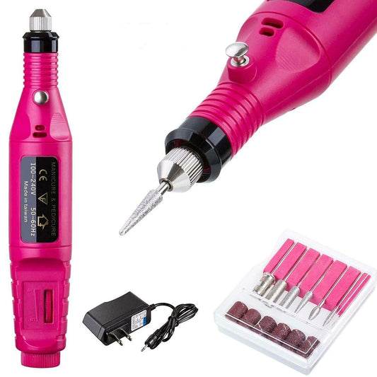 Electric Nail Drill Manicure Pen Sander Polisher With 6 Pieces Changeable Drills And Sand Bands for Acrylic Nails Manicure Pedicure Polishing