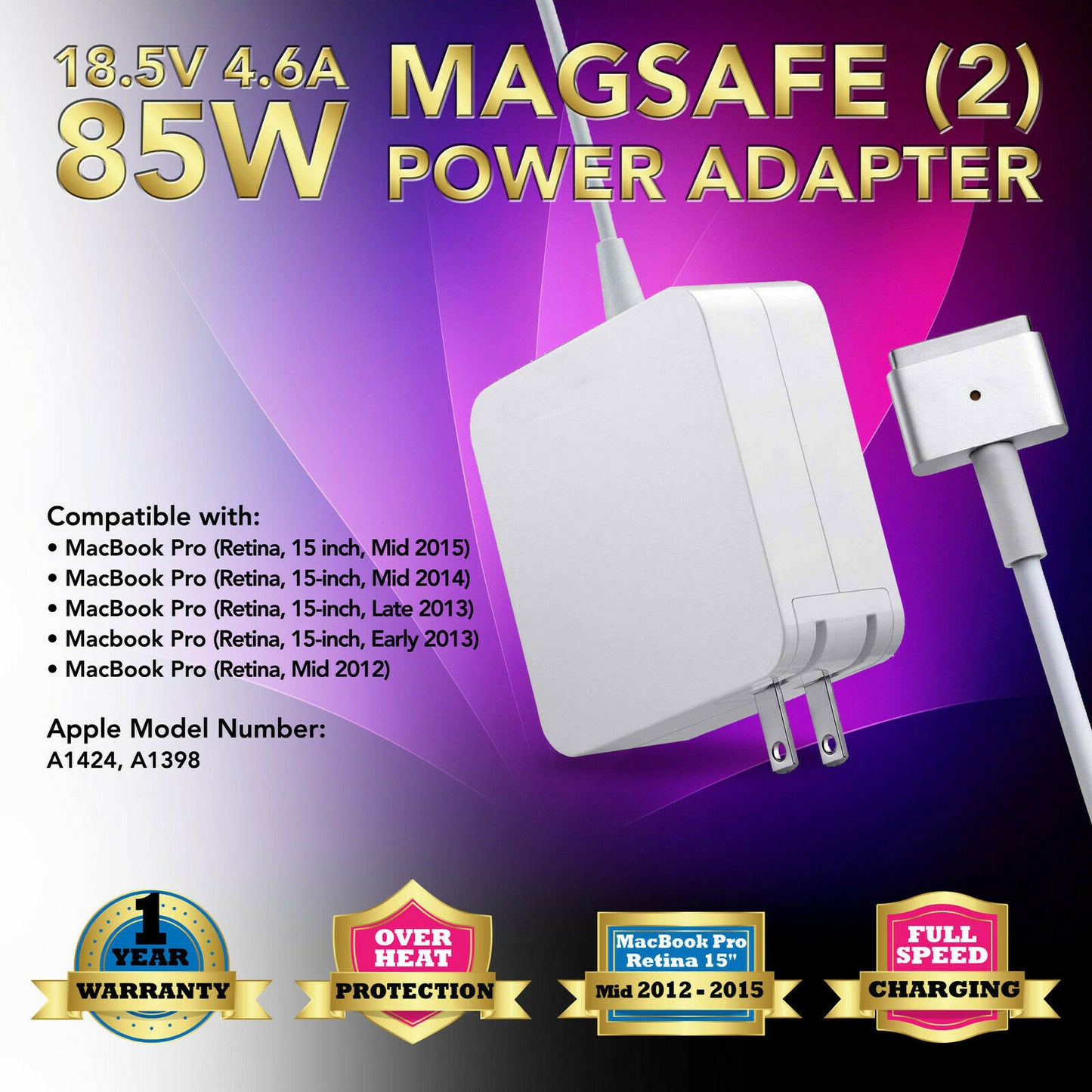 Tipo cable del adaptador los 2M USB-C del cargador de la energía USB de 85W para Ap Macbook Pro 15"