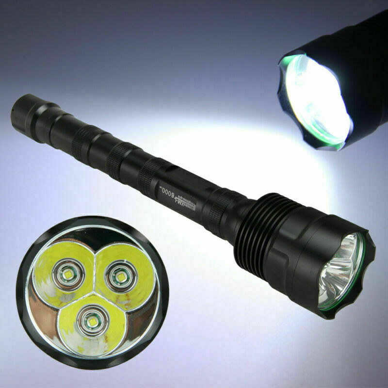 Super Bright 6000 Lumens 3x XML LED T6 Flashlight Camping Torch Hunting Light