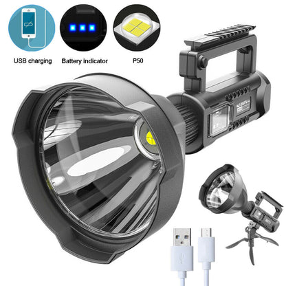 Linterna LED Reflector recargable USB 4 modos 200000LM XHP50 Luz de trabajo