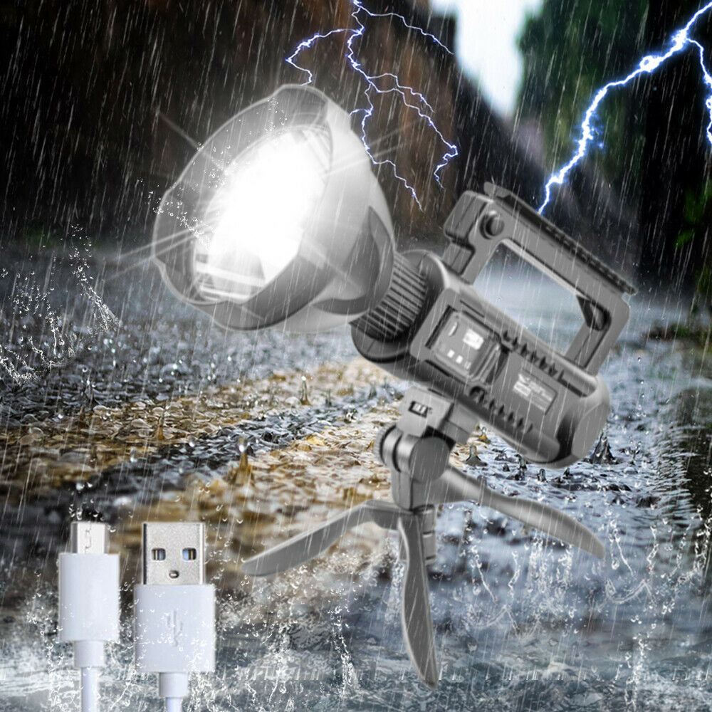 LED Flashlight USB Rechargeable Searchlight 4 Modes 200000LM XHP50 Work Light