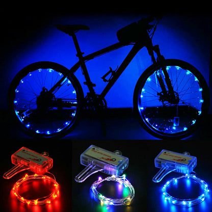 Luces LED para llanta de bicicleta, cadena de luces para radios de rueda con apertura y cierre automático