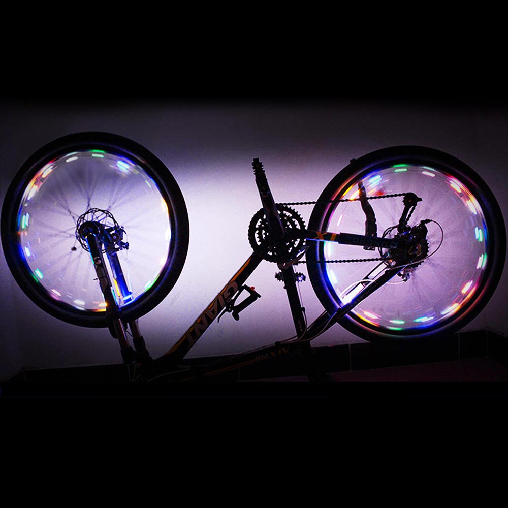Luces LED para llanta de bicicleta, cadena de luces para radios de rueda con apertura y cierre automático