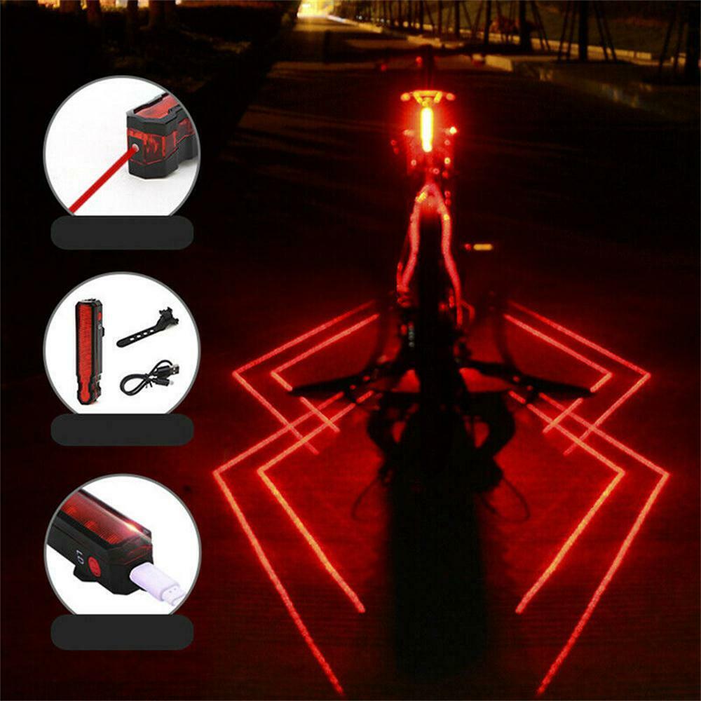 Láser de bicicleta + 5 luz LED para lámpara trasera intermitente ciclismo bicicleta cola advertencia de seguridad