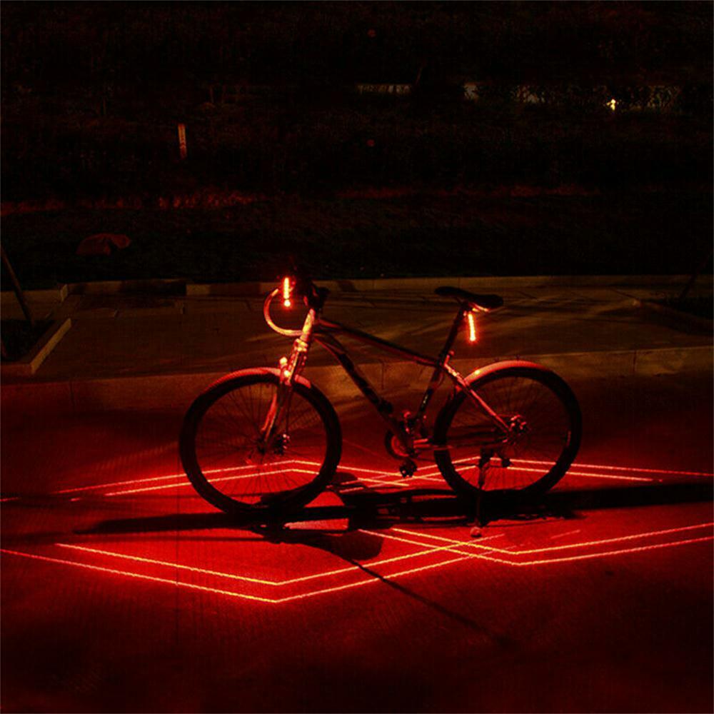 Láser de bicicleta + 5 luz LED para lámpara trasera intermitente ciclismo bicicleta cola advertencia de seguridad