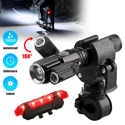 Bicycle USB Rechargeable Bright LED Bike Front Headlight and Rear Tail Light Set