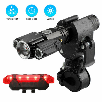 Bicycle USB Rechargeable Bright LED Bike Front Headlight and Rear Tail Light Set