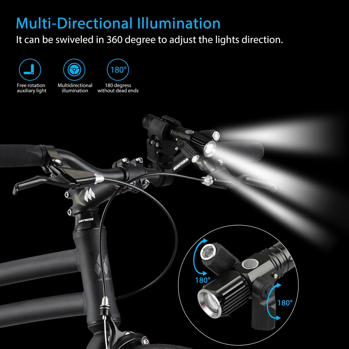 Juego de faros delanteros y luces traseras LED brillantes recargables por USB para bicicleta