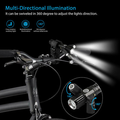 Juego de faros delanteros y luces traseras LED brillantes recargables por USB para bicicleta
