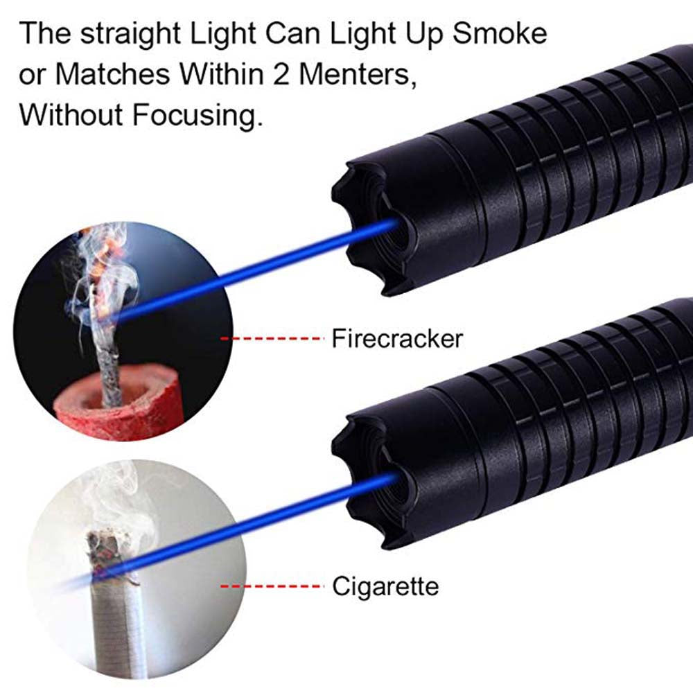 Linterna láser azul potente de alta potencia para quemar fósforos/quemar cigarros ligeros 