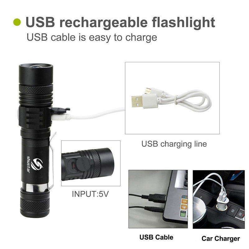 Ultra Bright LED Flashlight With XP-L T6 LED lamp beads Waterproof Torch