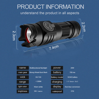 Super Bright SST40 LED Flashlight 8000LM USB IPX6 Torch EDC Mini Pocket Lanterna