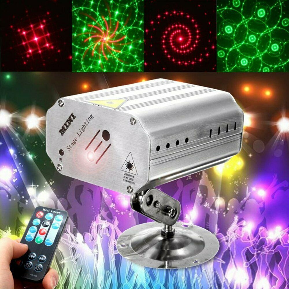 Pattern Laser Projector Stage Lights Mini LED R&G Lighting Party Disco DJ+Remote
