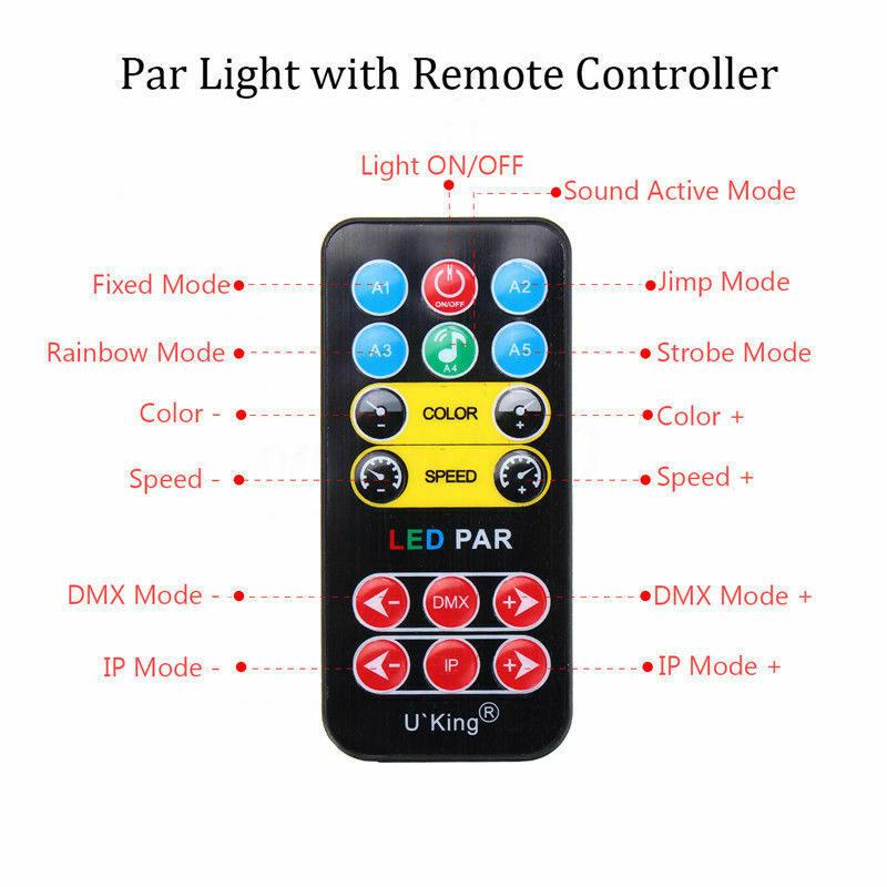 4 x3LED RGBP Mini Par Luz de escenario DJ DMX Fiesta Disco Proyector de haz de luz + control remoto