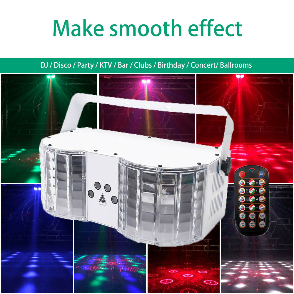 Laser LED Stage Projector Light DMX 4Beam Dual Sound Active Disco DJ Party
