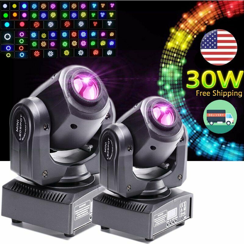 2 uds 30W RGBW LED 8Gobo iluminación de escenario DMX fiesta DJ proyector luces con cabezales móviles