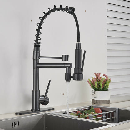 Oil Rubbed Bronze Kitchen Sink Faucet Pull Down Sprayer Swivel With Cover Plate