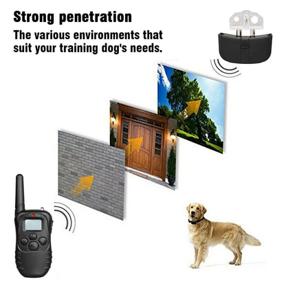 Collar de choque para perros con control remoto eléctrico impermeable para entrenamiento de mascotas grandes de 328 yardas