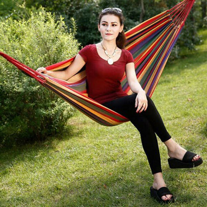Outdoor Travel Canvas Hammock Double Person Garden Camping Hanging Bed Swing