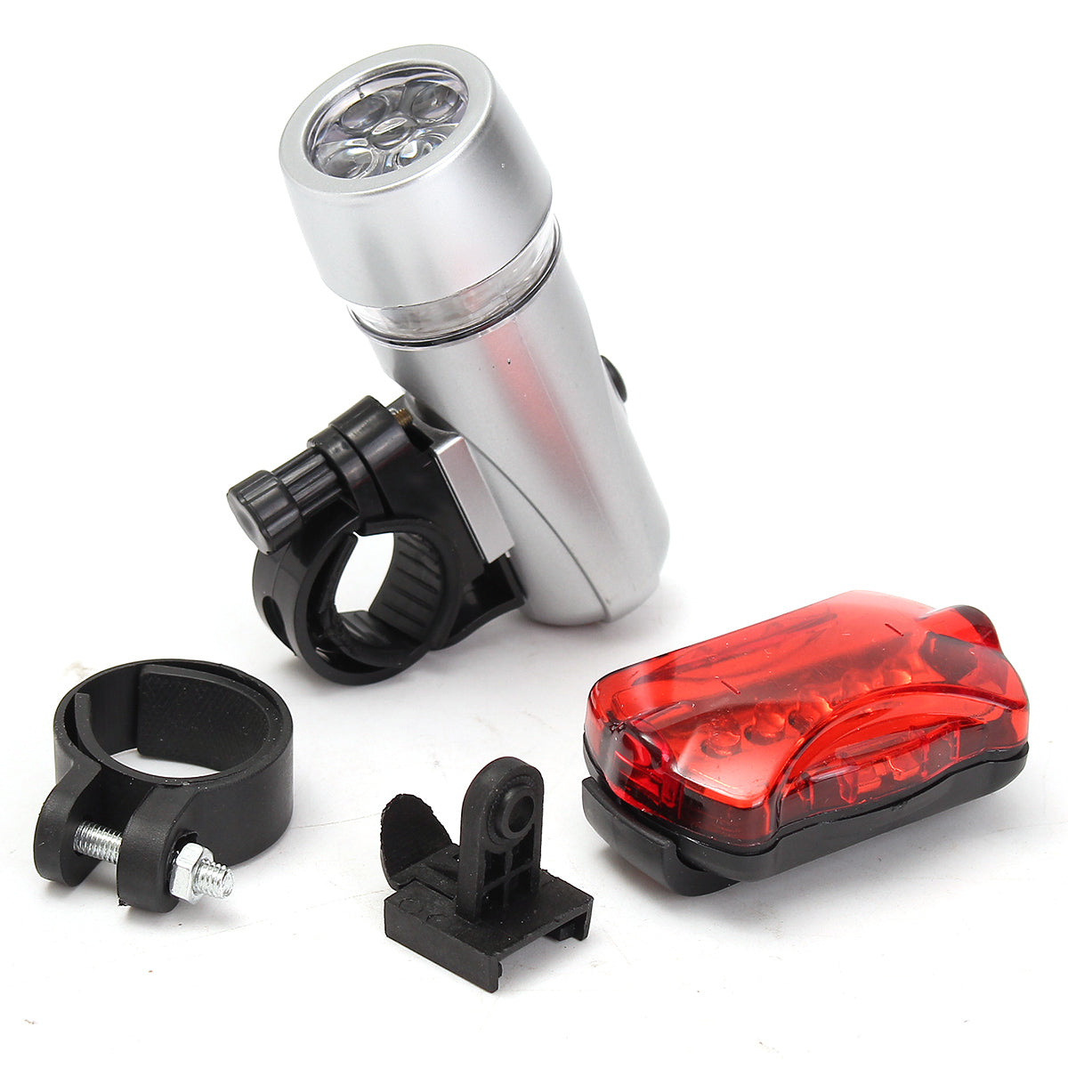 Waterproof 5 LED Lamp Bike Bicycle Front Head Light + Rear Safety Flashlight Set