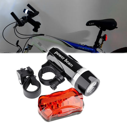 Lámpara LED impermeable de 5 luces delanteras para bicicleta + juego de linterna de seguridad trasera