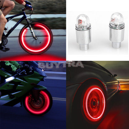 4 Uds. Tapas de válvula de neumático de rueda LED bombilla de luz de neón para bicicleta coche motocicleta