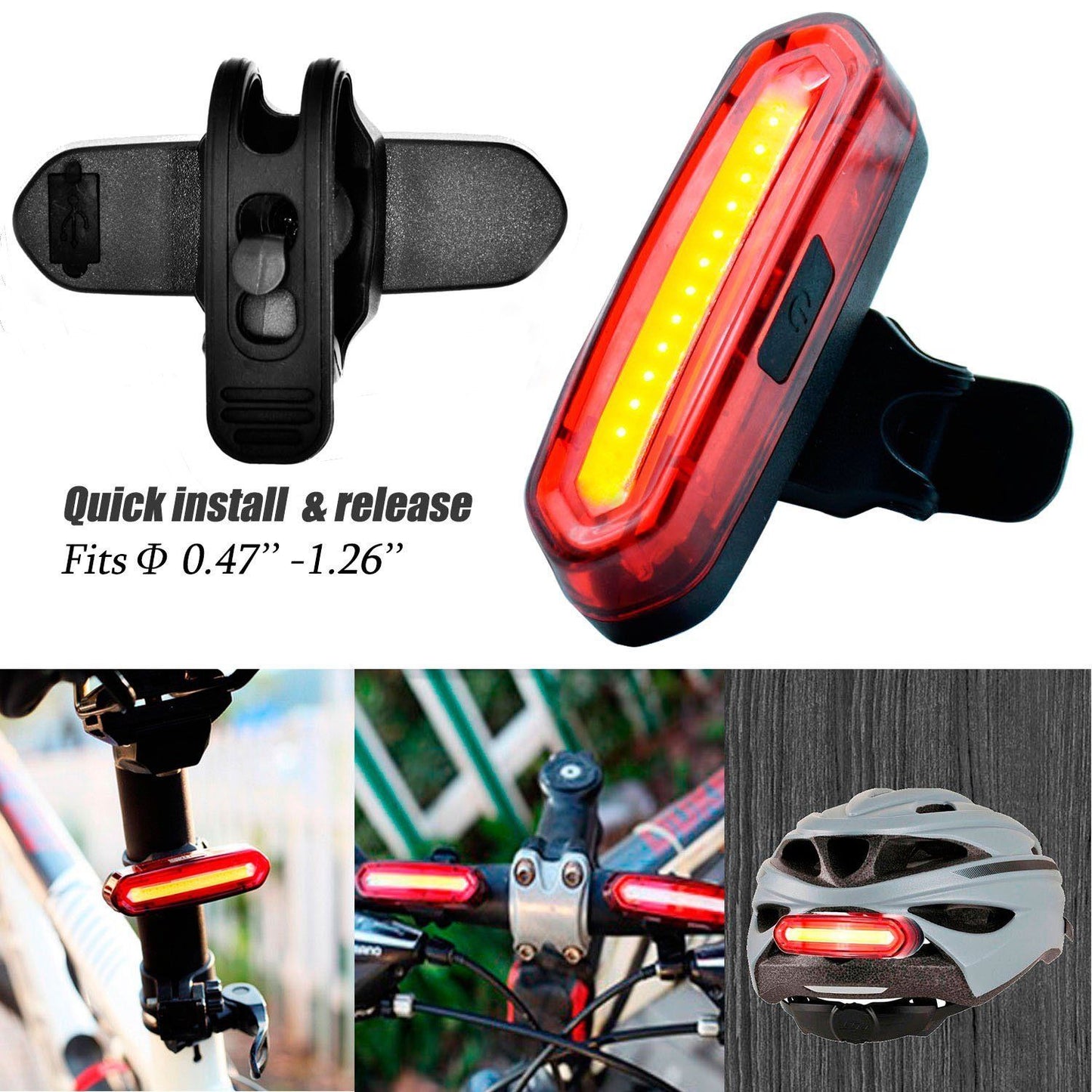 Warning Bike Rear Light USB Bicycle Taillight Tail LED Lamp