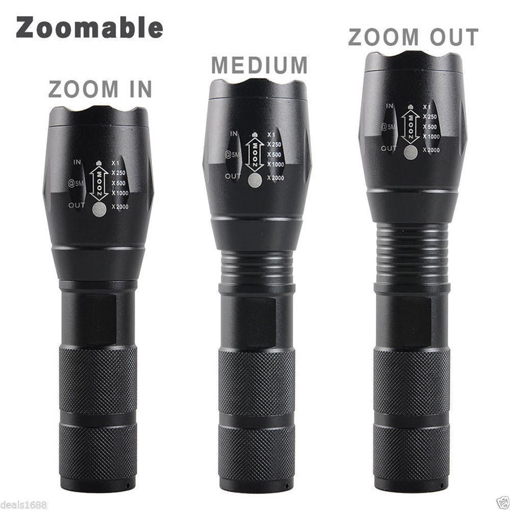 Tactical T6 Zoomable Military 10000Lumens XM-L Flashlight Torch LED Lamp