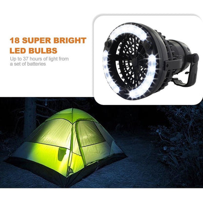Camping Ceiling Fans Light Hanging Tent Lantern 18LEDs Lamp