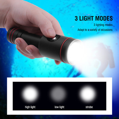 Luz de buceo subacuática XM-L2, linterna LED, antorcha de buceo, luz de relleno para fotografía