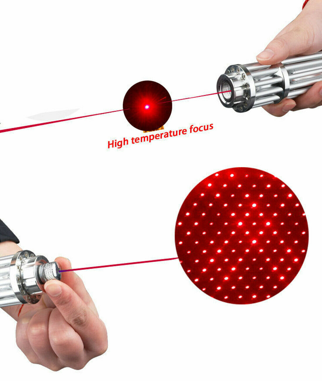 High Power Military 450nm Laser Pointer Lazer Pen Visible Beam Light+5 Caps