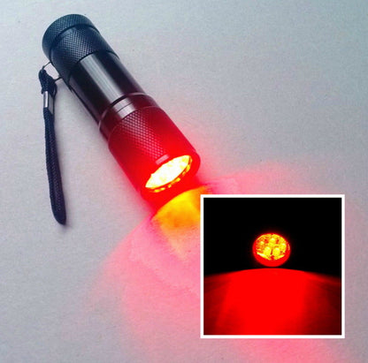 Night Flashlight 9 LED Beam Light Astronomy Vision Camping Hunting Torch