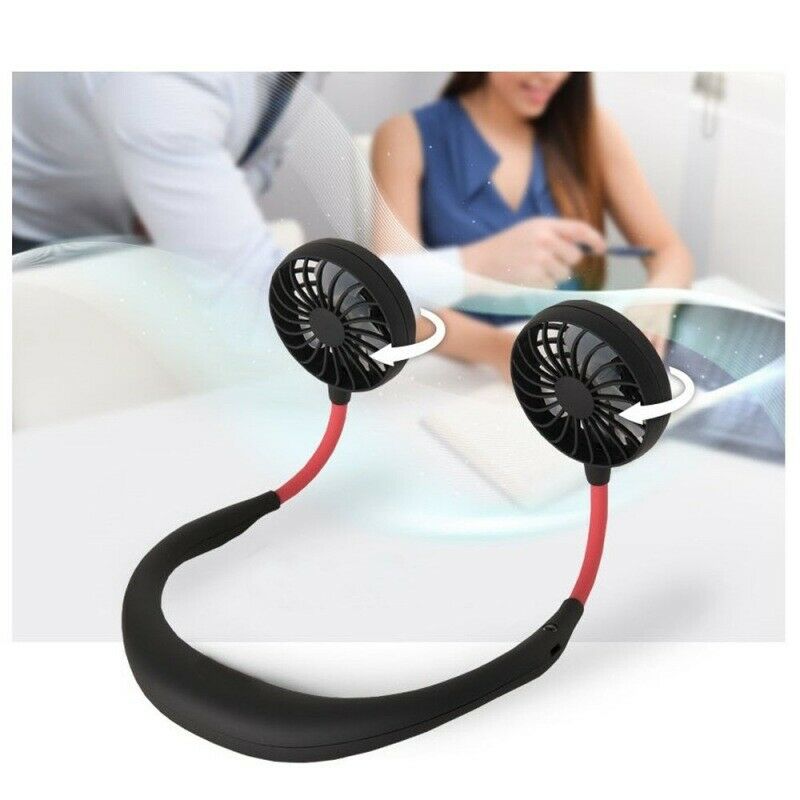 Small Neck Band Portable Mini Air USB Fan With Dual Fan