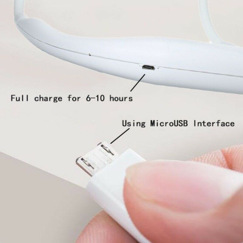 Mini ventilador portátil USB de aire con banda para el cuello pequeña con ventilador dual