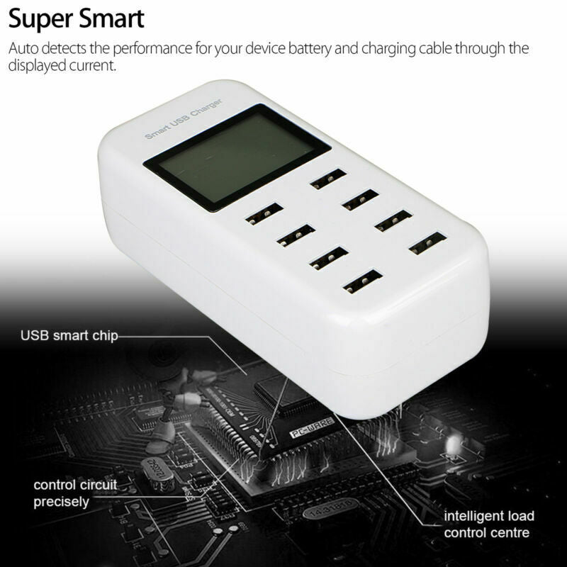 8-Port Smart Multi USB AC Wall Charger Hub Smart Fast Wall Charging Station