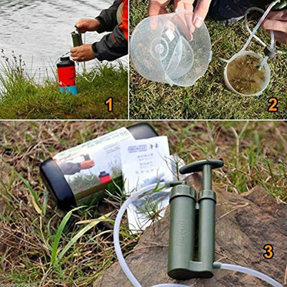 Filtro de agua portátil Mini soldado para senderismo Camping emergencia de supervivencia al aire libre