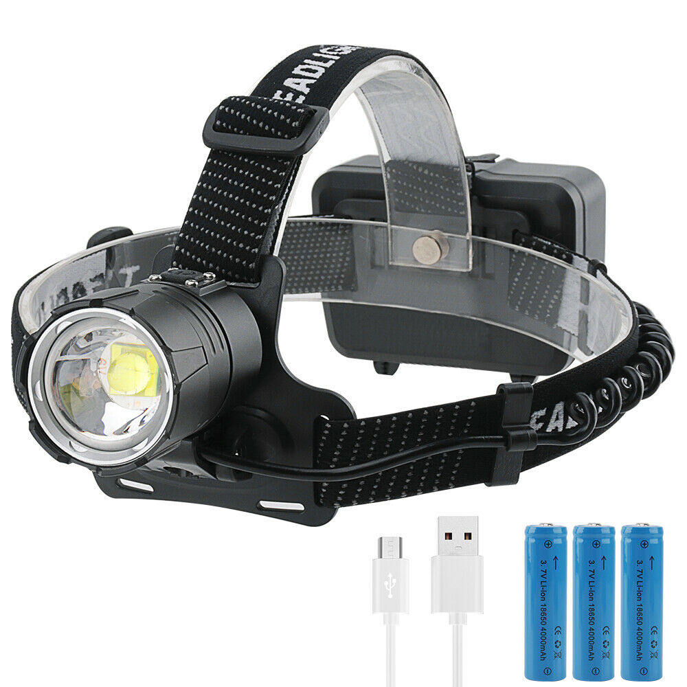 Linterna frontal LED con 3 modos, recargable, 80000LM, XHP70.2, linterna frontal