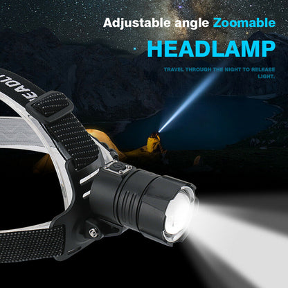 LED Headlamp 3 mode Rechargeable Headlight 80000LM XHP70.2 Head Torch Flashlight