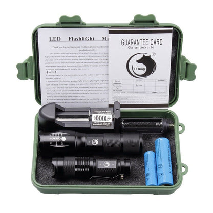 Tactical 9000LM Zoom T6 LED Flashlight +18650 Battery + Charger +Case
