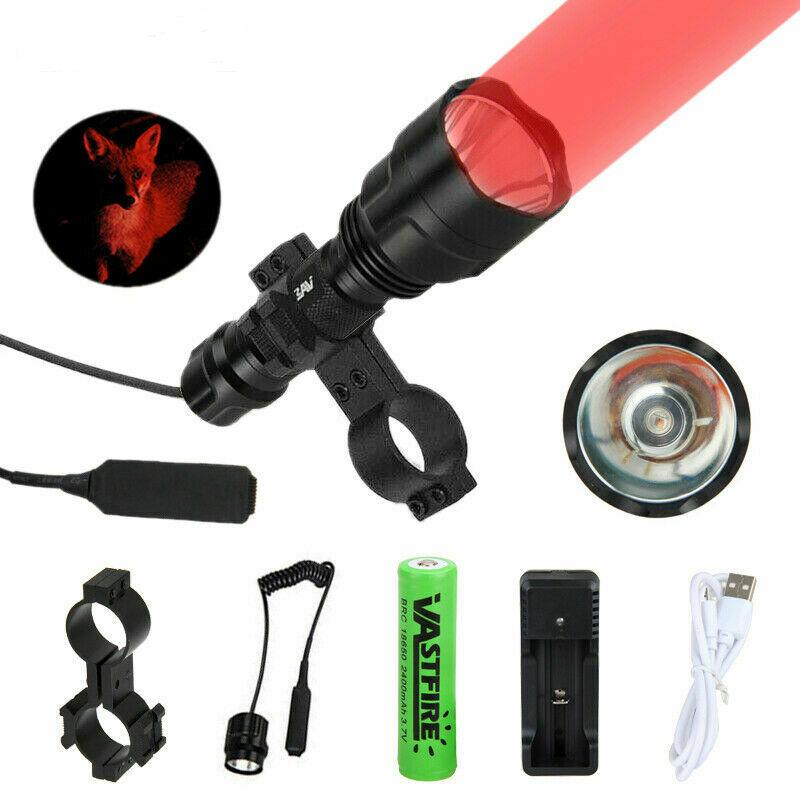 Tactical Torch Flashlight Outdoor Hiking Hunting Light Lamp w/ Laser Sight Mount