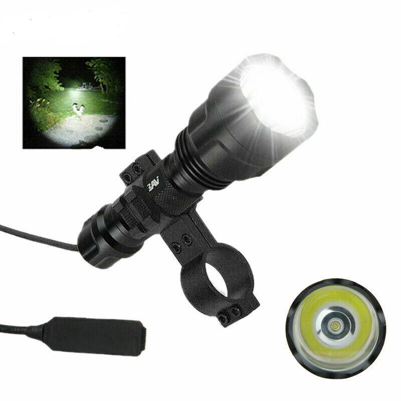 Tactical Torch Flashlight Outdoor Hiking Hunting Light Lamp w/ Laser Sight Mount