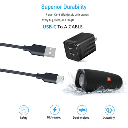 AC Charger Cord Fit for JBL Charge 4 - JBL Flip 5, Pulse 4, Jr Pop Speaker, Endurance Peak Wireless Earphones Bluetooth Speakers USB Type C Power Supply Adapter Wall Cable Cord