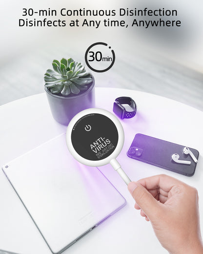 Desinfectante de luz UV Esterilizador de teléfono UV con sensor corporal y temporizador Luz UV USB portátil y luz de escritorio LED Cuello de cisne flexible de 15 pulgadas con rotación de 360° para viajes en casa o oficina