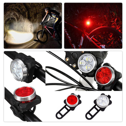 Bicycle USB Rechargeable Bike 3 LED Head Front Lamp Cycling Rear Tail Clip Light