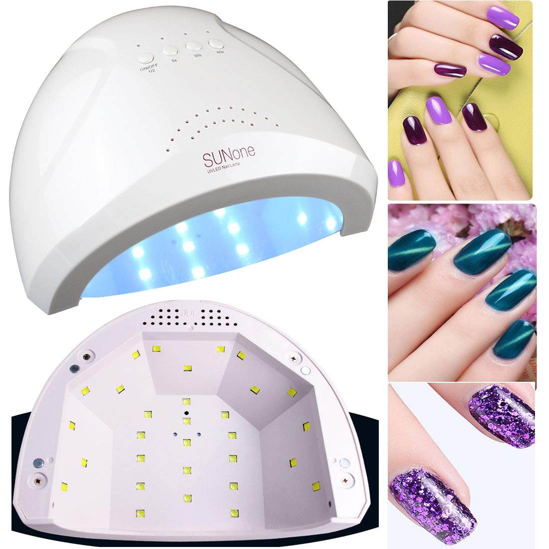 SUNone Lámpara de uñas LED UV Luz de uñas de gel SUNUV para esmalte de uñas Secador UV de 48 W con 3 temporizadores