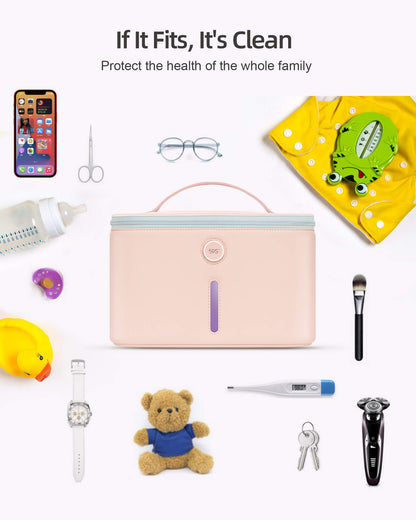 Light Sanitizer Bag LED Sterilizer Bag with 6 Bead Lights Effective Sanitizer Bag Light Sterilizer Bag for Baby Items, Remote & More (Pink)